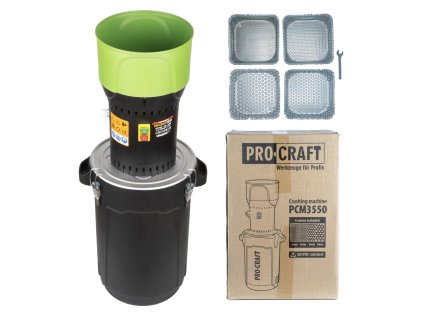PCM3550_PROCRAFT PCM3550 Šrotovník 25l, 1000W, drtič na obilí + sada sítek