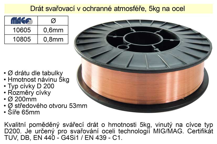 Drát svařovací v ochranné atmosféře 0,6mm/5kg na oc 5.6 Kg NÁŘADÍ Sklad2 10605