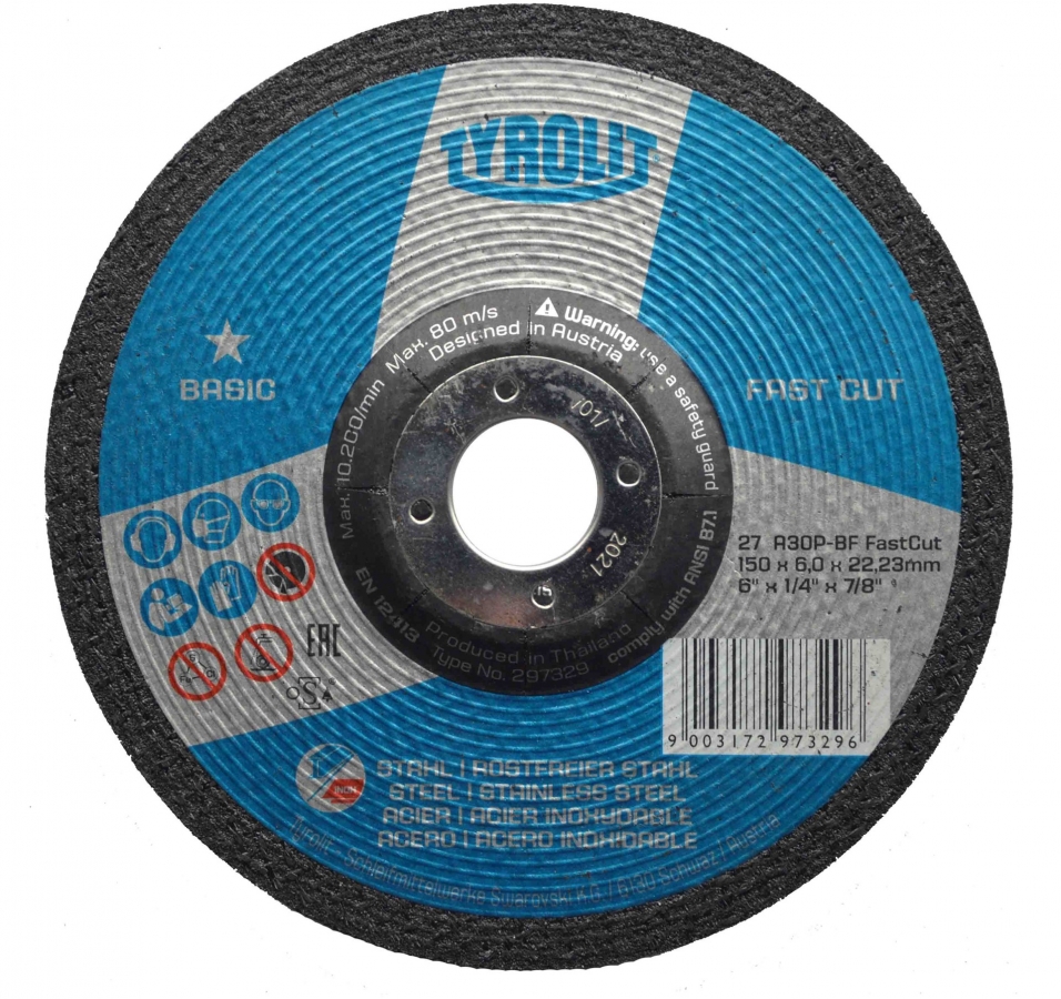 Kotouč brusný na ocel/nerez TYROLIT Basic 150x6mm 0.25 Kg NÁŘADÍ Sklad2 297329