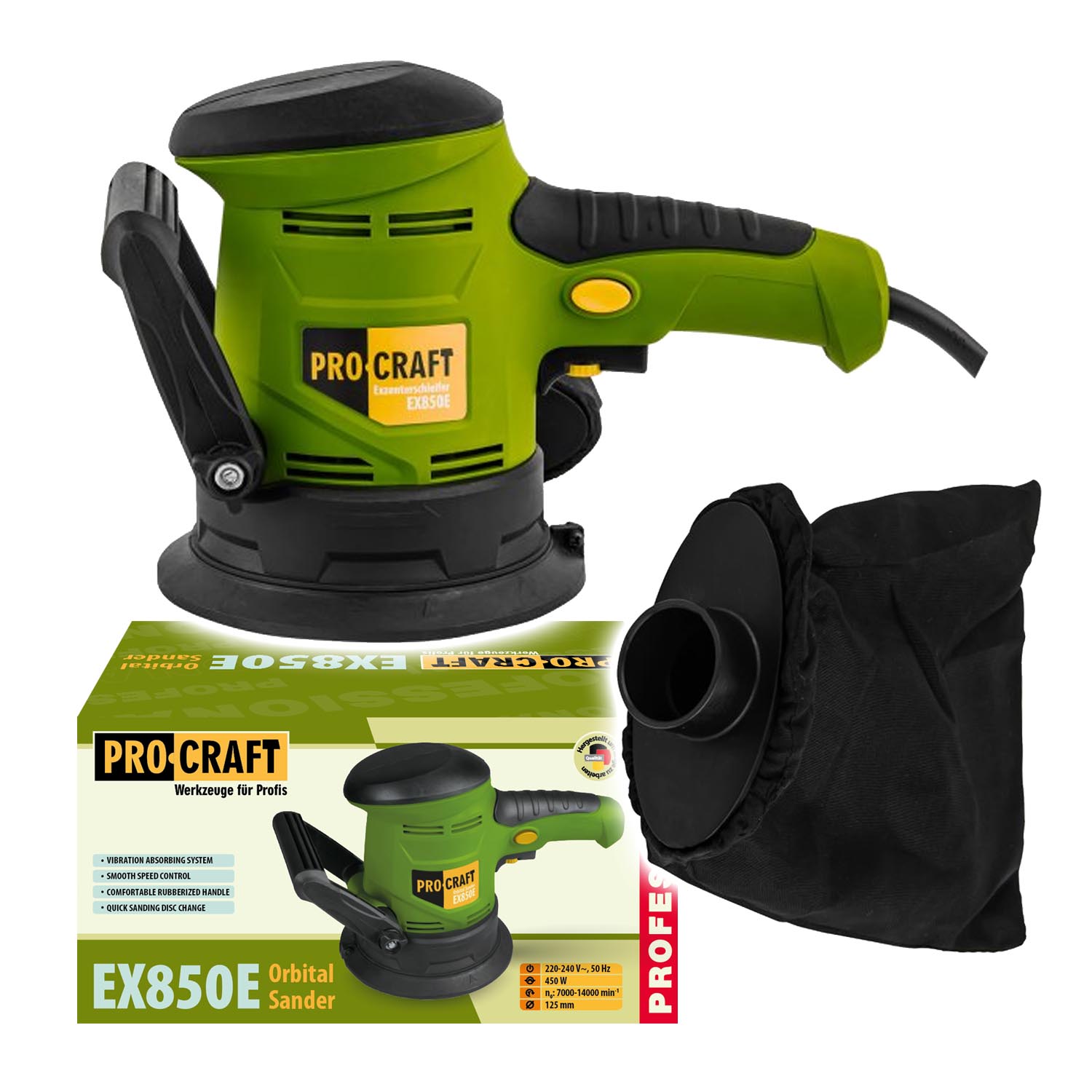 PROCRAFT EX850E Excentrická bruska 125mm 450W 2.567 Kg NÁŘADÍ Sklad2 EX850E
