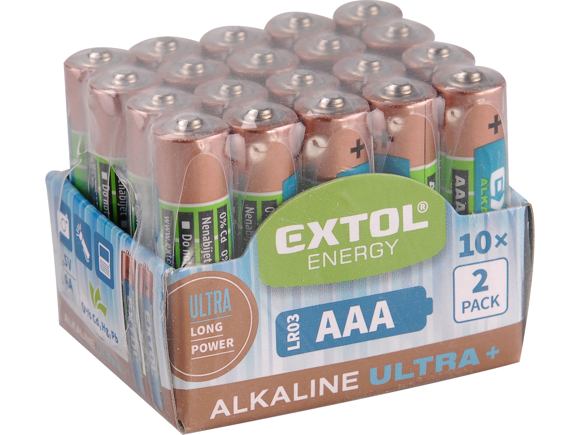 EXTOL ENERGY Tužkové baterie AA 1,5V (LR6) alkalické, balení 20ks 0.485 Kg NÁŘADÍ Sklad2 MA42013