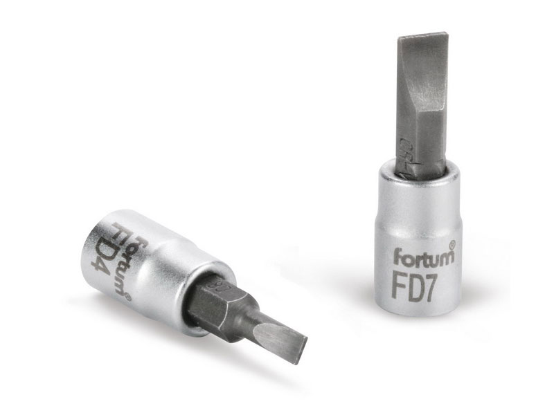 hlavice zástrčná šroubovák plochý, 1/4", 4mm, L 37mm, CrV/S2, FD4, FORTUM 0.017 Kg NÁŘADÍ Sklad2 MA4701800
