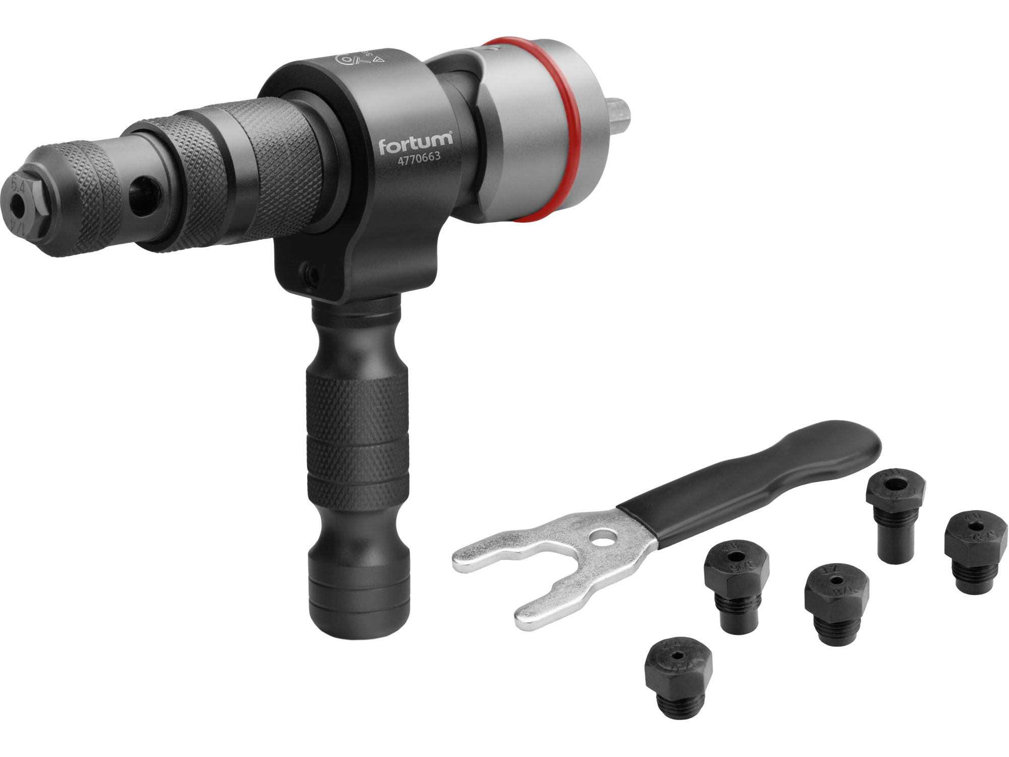 FORTUM Nýtovací nástavec na vrtačku T, pro trhací nýty 2,4-6,4mm, CrMo 4770663 1.38 Kg NÁŘADÍ Sklad2 MA4770663