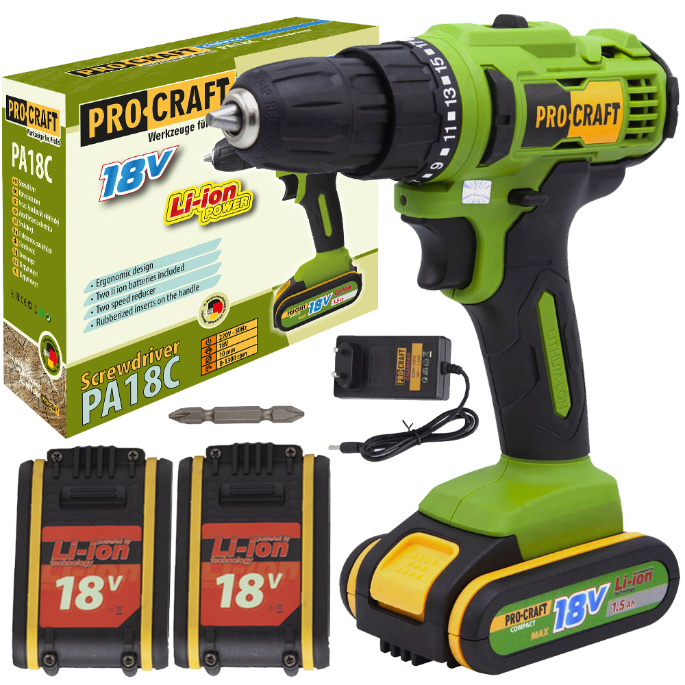 PROCRAFT PA18C Aku šroubovák 18V 2x1,5Ah 1.46 Kg NÁŘADÍ Sklad2 PA18C
