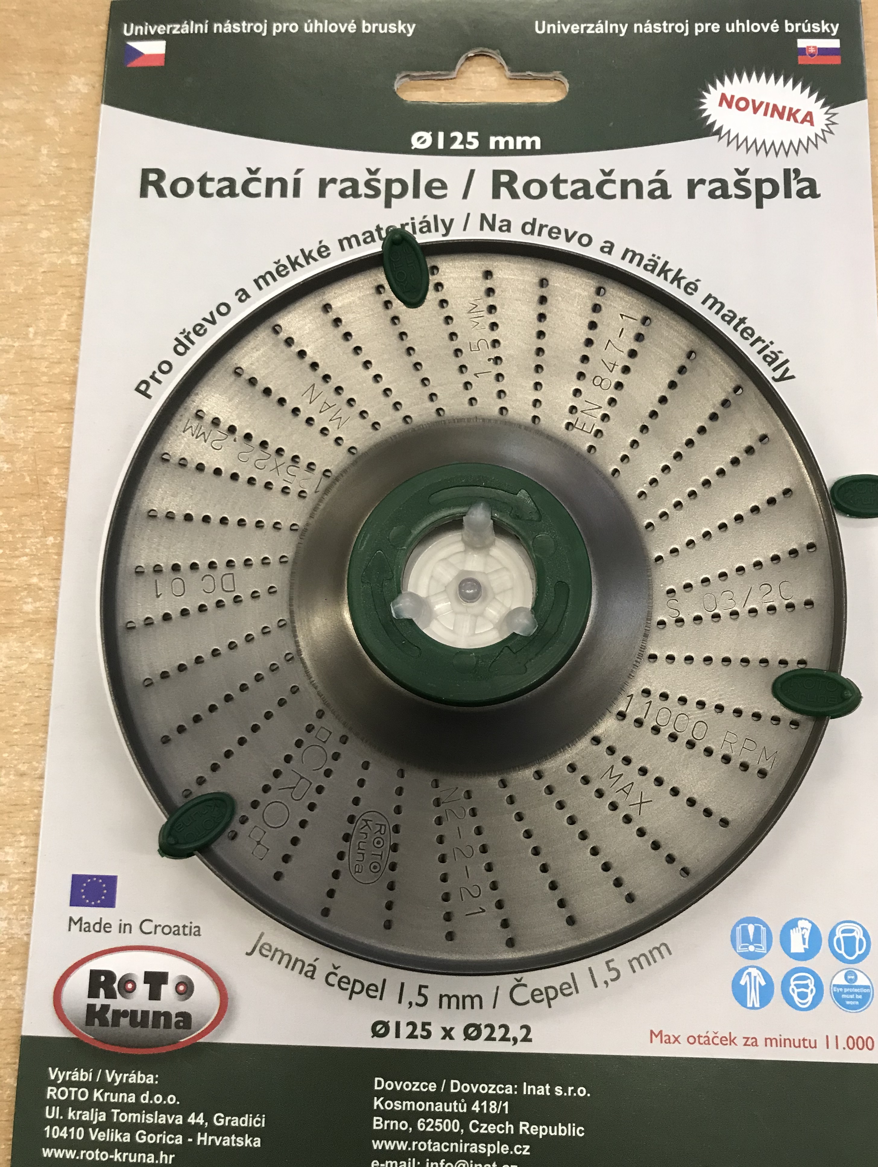 ROTO - Rotační rašple 125x22,2mm - 1,5mm - čepel jemná, R-1.5/125-Z 0.063 Kg NÁŘADÍ Sklad2 ROTO12515
