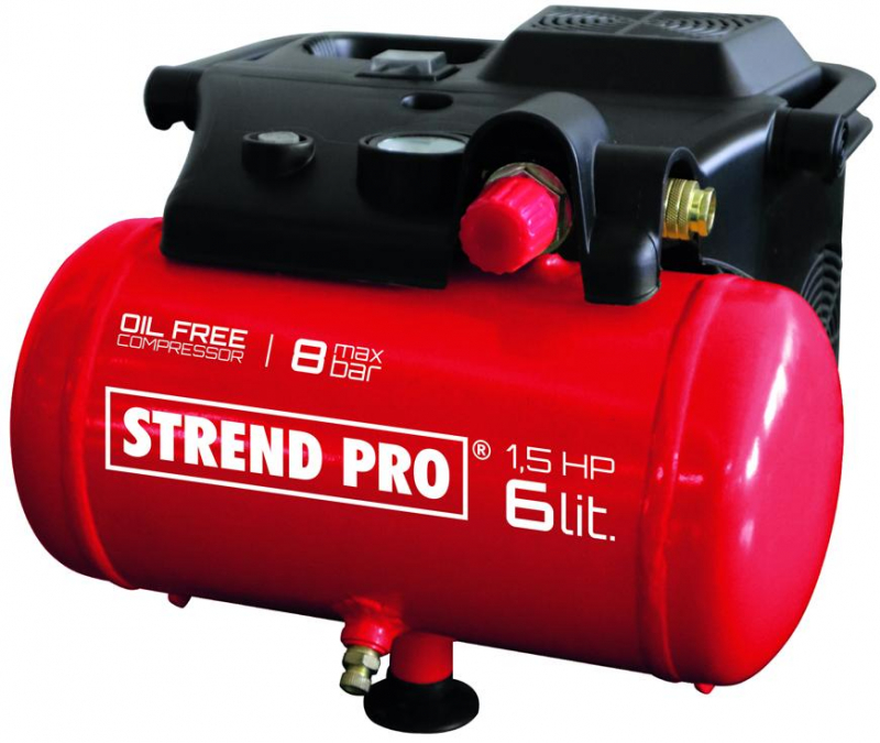 STREND PRO Přenosný kompresor BOF1506, bezolejový, 1,1 kW, 6 lit. 13 Kg NÁŘADÍ Sklad2 TR115087