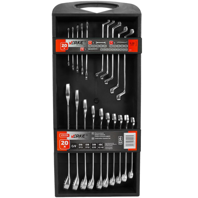 VERKE PREMIUM Klíče očkoploché, stranové, očkové, sada 20 kusů 6-32mm v kazetě V35338 5.42 Kg NÁŘADÍ Sklad2 V35338