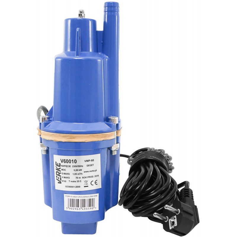 VERKE Čerpadlo na vodu, vibrační membránové hlubinné 280W, max výtlak 70m V60010 3.35 Kg NÁŘADÍ Sklad2 V60010