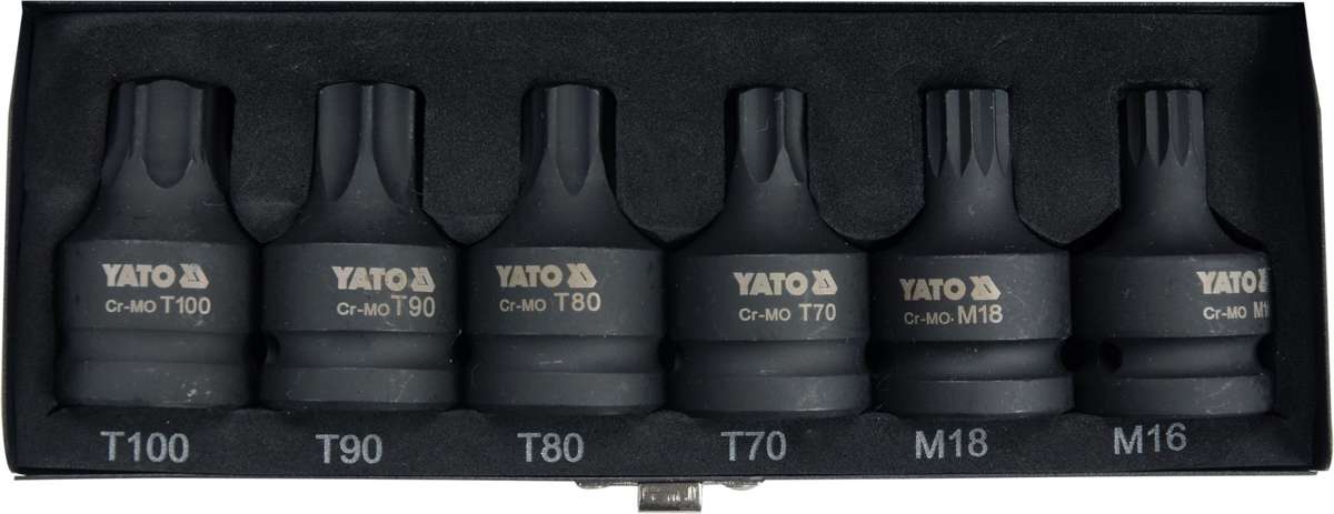 YATO Zástrčné hlavice TORX a XZN kované 3/4" sada 6ks T70-T100 a M16-M18 1.5 Kg NÁŘADÍ Sklad2 YT-10653 1