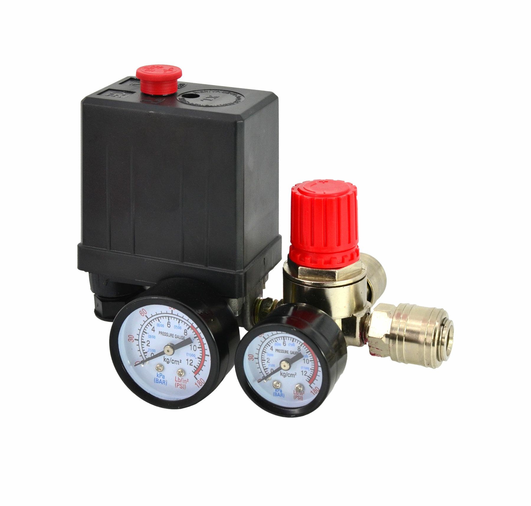 AWTOOLS Tlakový spínač na kompresor 230V, s regulátorem, 2 výstupy 0.82 Kg NÁŘADÍ Sklad2 AW10207