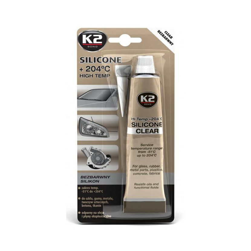 K2 SILICONE CLEAR 85 g - vysokoteplotní čirý silikon 0.099 Kg NÁŘADÍ Sklad2 AT-AMB255