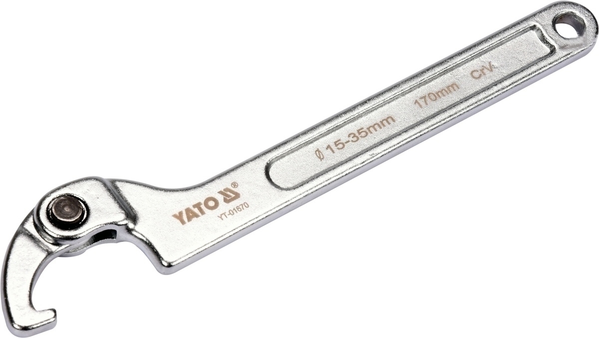 YATO Hákový klíč s nosem, stavitelný 15-35mm YT-01670 0.155 Kg NÁŘADÍ Sklad2 YT-01670