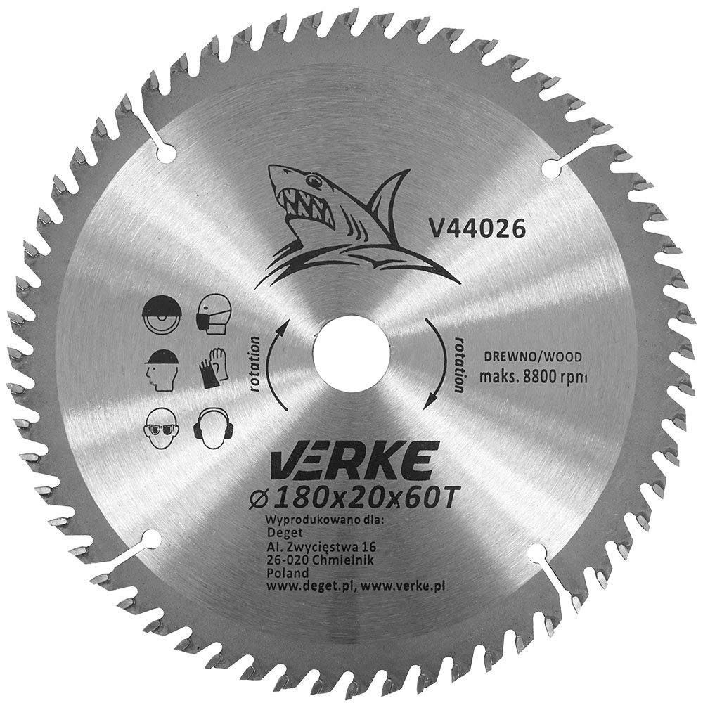 VERKE Pilový kotouč s SK plátky 180x20mm 60 zubů + redukce 12,7/16mm 0.3 Kg NÁŘADÍ Sklad2 V44026 7