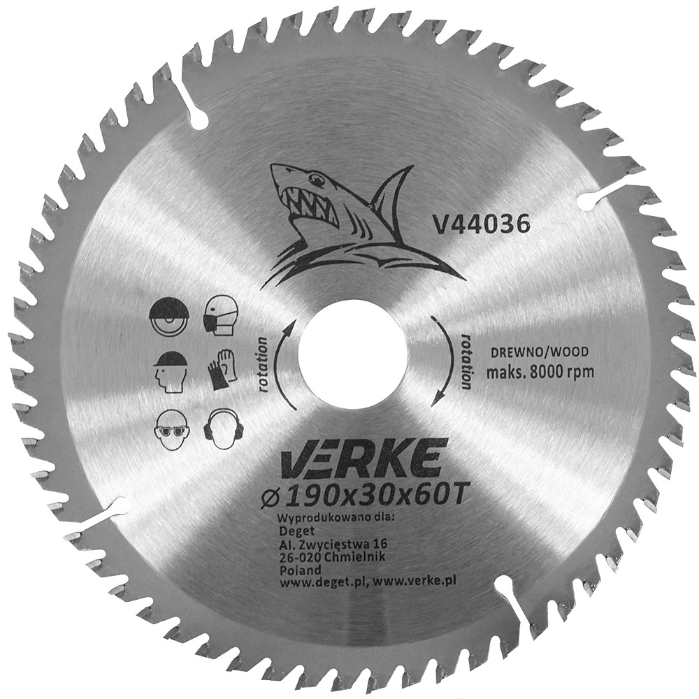 VERKE Pilový kotouč s SK plátky 190x30mm 60 zubů + redukce 16/20/25,4mm 0.36 Kg NÁŘADÍ Sklad2 V44036