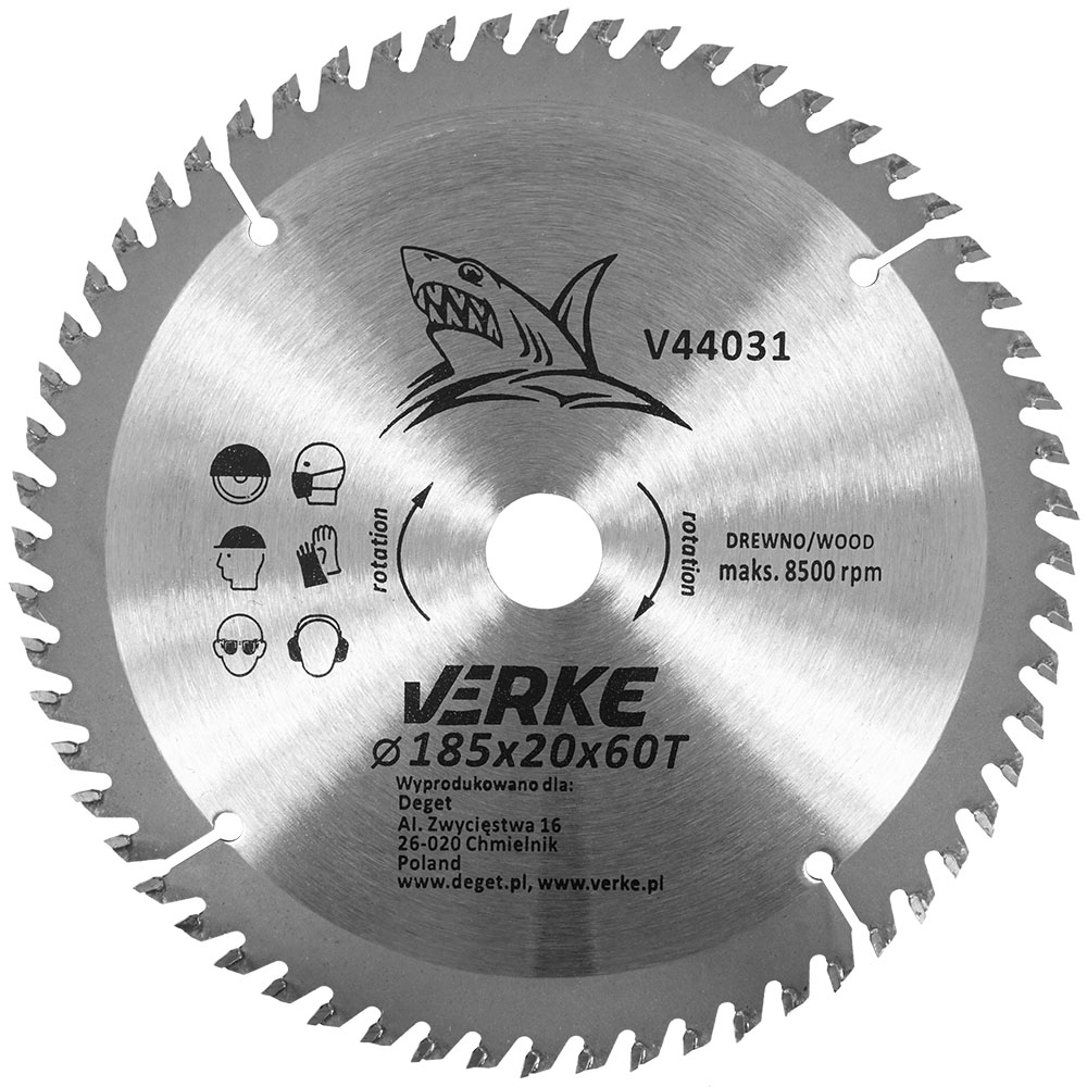 VERKE Pilový kotouč s SK plátky 185x20mm 60 zubů + redukce 12,7/16mm 0.32 Kg NÁŘADÍ Sklad2 V44031