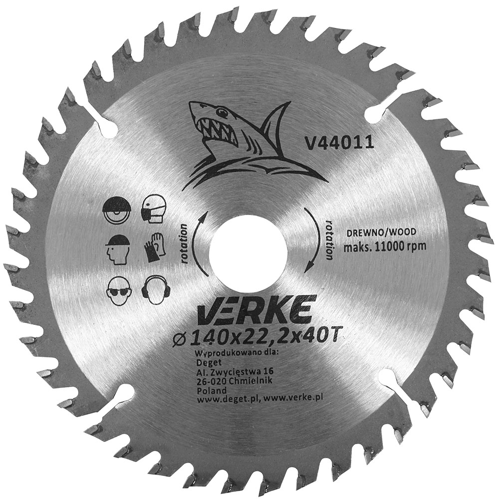 VERKE Pilový kotouč s SK plátky 140x22,2mm 40 zubů + redukce 12,7/16/20mm 0.18 Kg NÁŘADÍ Sklad2 V44011