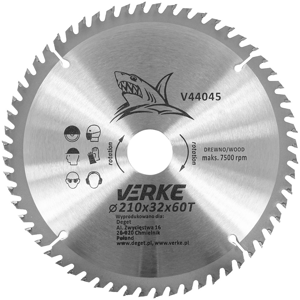 VERKE Pilový kotouč s SK plátky 210x32mm 60 zubů + redukce 16/20/25,4/30mm 0.4 Kg NÁŘADÍ Sklad2 V44045