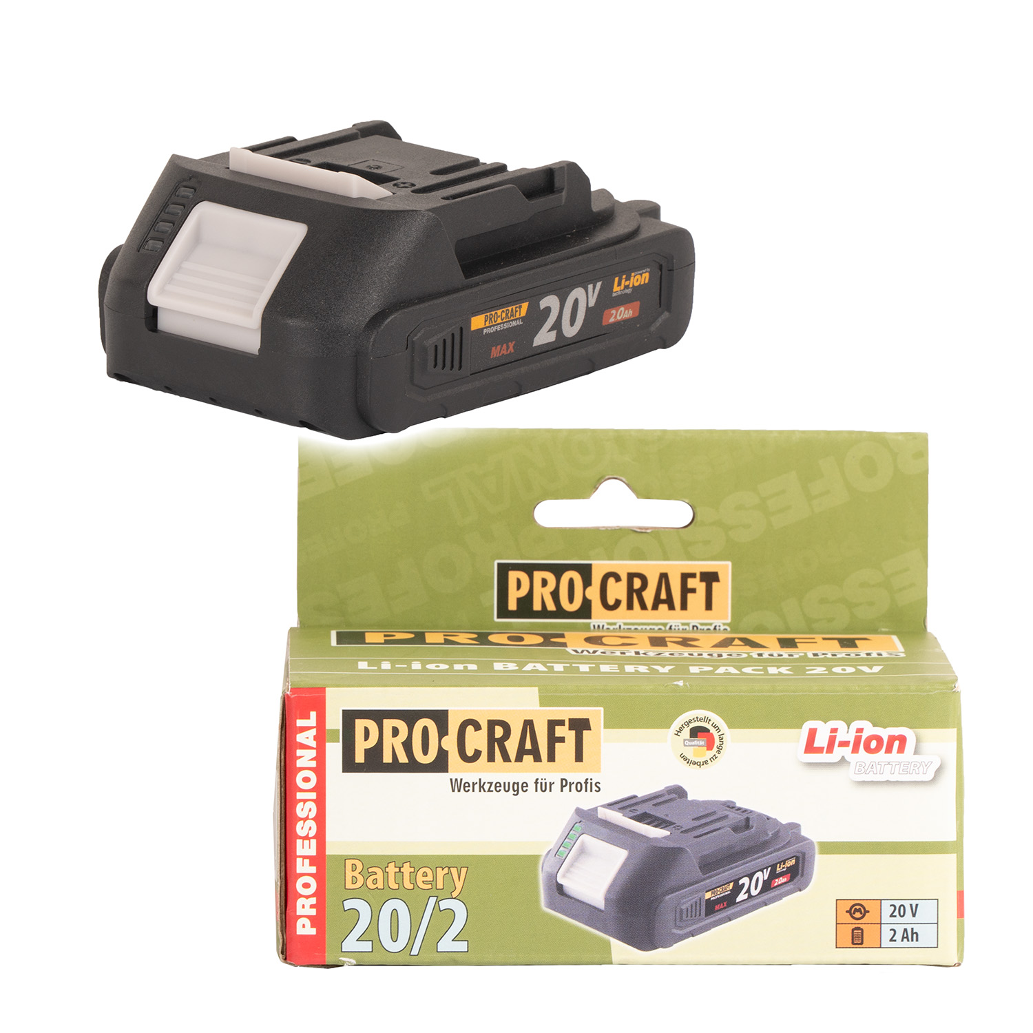 PROCRAFT Akumulátorová baterie 20V Li-ion 2000mAh 0.35 Kg NÁŘADÍ Sklad2 20/2A
