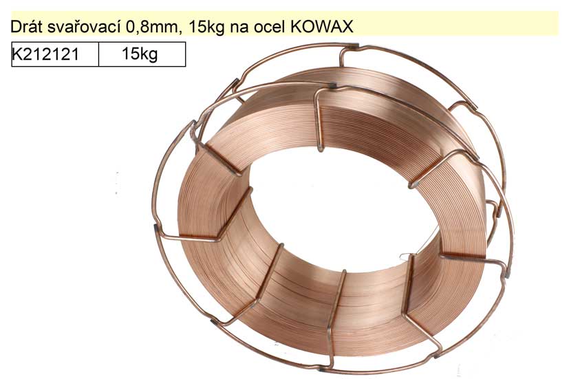 Drát svařovací 0,8mm, 15kg na ocel, G3Si1, KOWAX KWX30815 15.5 Kg NÁŘADÍ Sklad2 KWX30815
