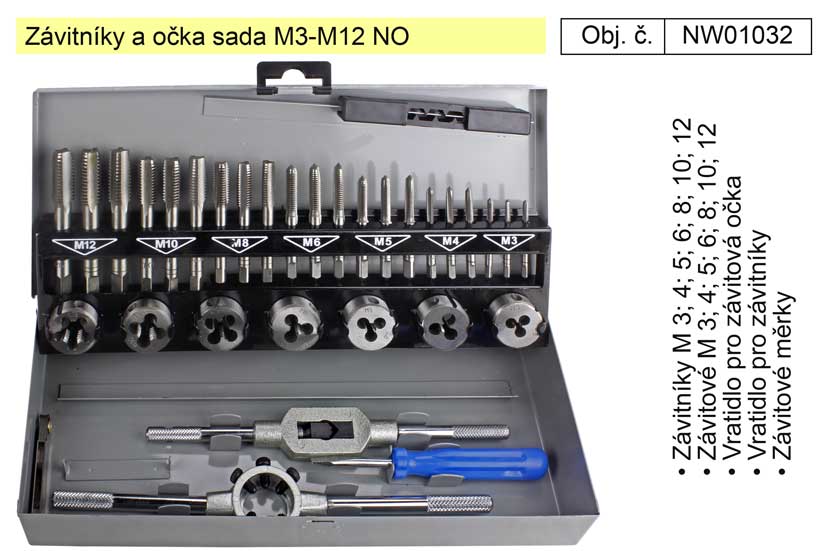 Závitníky a očka sada M3-M12 NO - NW01032, sada závitníků 1.5 Kg NÁŘADÍ Sklad2 NW01032