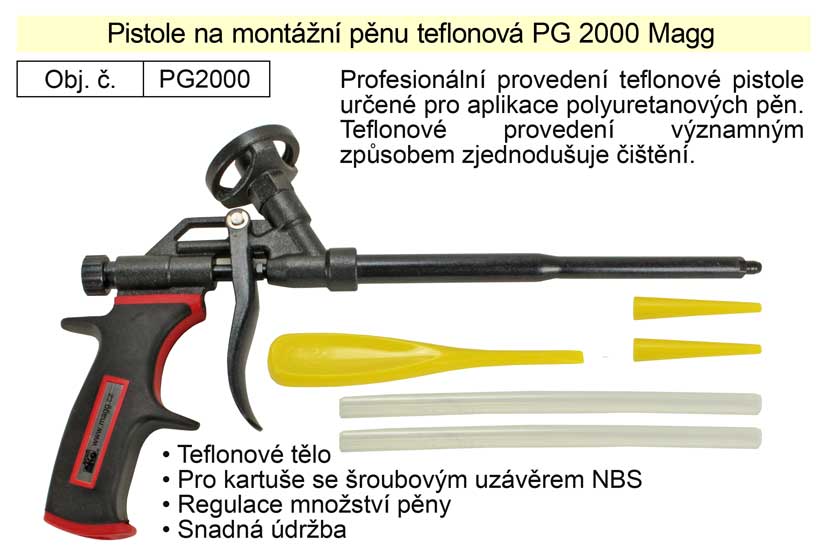 Pistole na montážní pěnu teflonová PG2000 0.51 Kg NÁŘADÍ Sklad2 PG2000 9