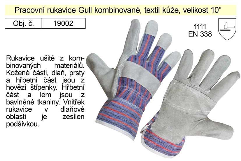 Pracovní rukavice kombinované Gull vel. 10" FF HS-01-001 0.135 Kg NÁŘADÍ Sklad2 FF HS-01-001 2