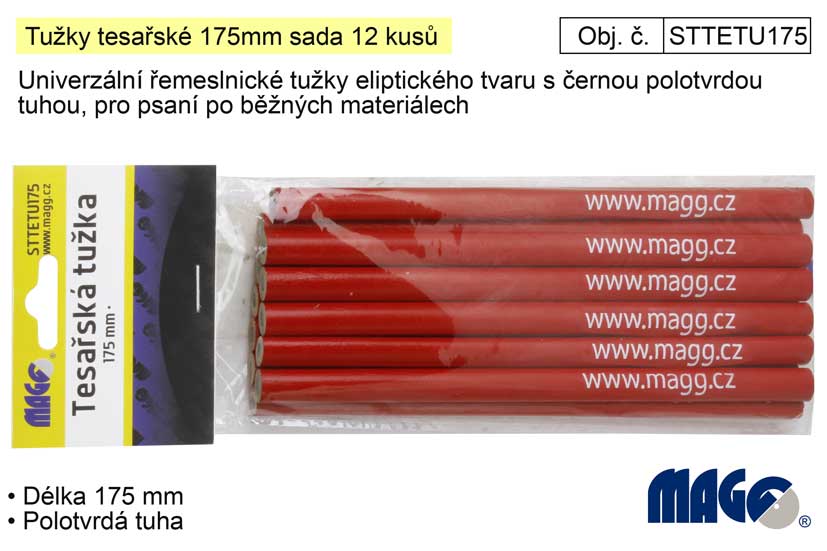 Tužky tesařské 175mm sada 12 kusů 0.094 Kg NÁŘADÍ Sklad2 STTETU175 6