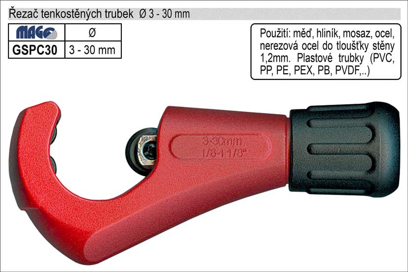 Řezač tenkostěnných trubek 3-32mm Magg 0.44 Kg NÁŘADÍ Sklad2 GSPC30