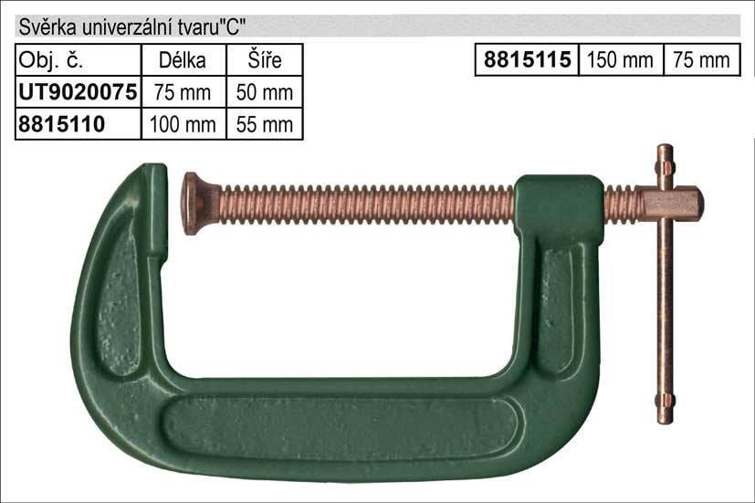 Svěrka  univerzální tvaru"C"   75mm 0.42 Kg NÁŘADÍ Sklad2 UT9020075