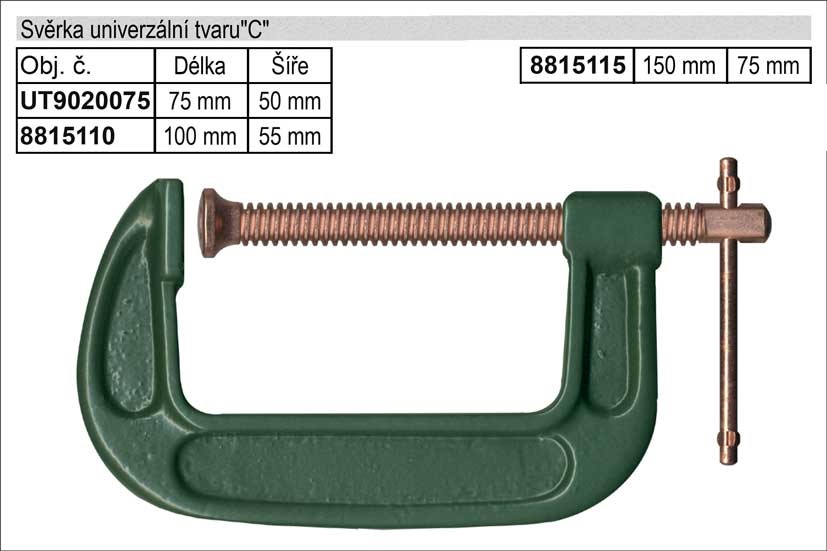 Svěrka  univerzální tvaru"C"   75mm 0.42 Kg NÁŘADÍ Sklad2 UT9020075 2