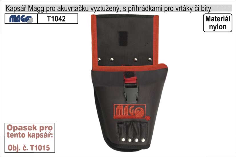 Kapsář MAGG na vrtačku vyztužený s příhrádkami na vrtáky či bity 0.3 Kg NÁŘADÍ Sklad2 T1042