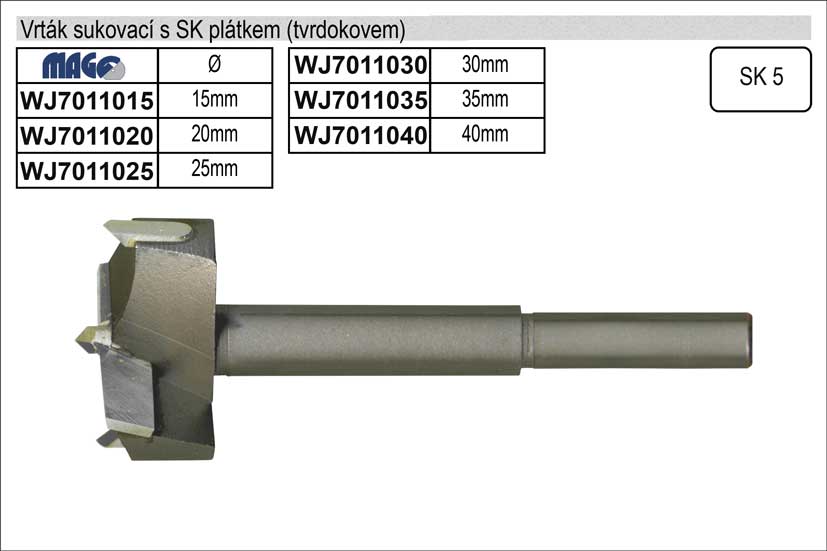 Vrták  sukovací  vidiový 40mm, sukovník 0.15 Kg NÁŘADÍ Sklad2 WJ7011040 1