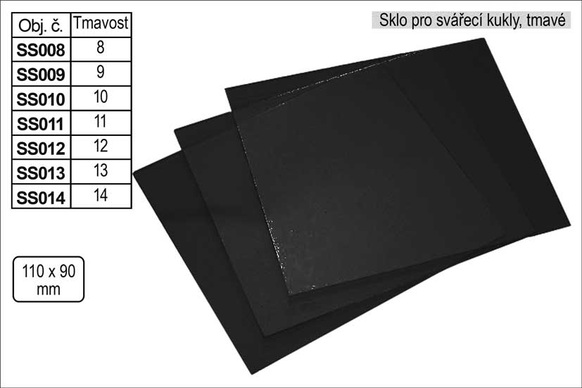 Sklo svářecí tmavé rozměr 110x90mm tmavost č. 9 0.09 Kg NÁŘADÍ Sklad2 SS009