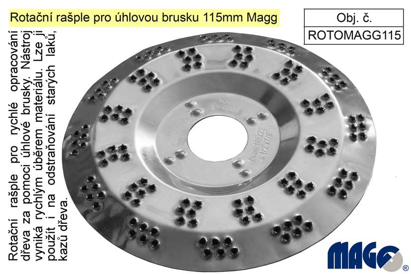 Rotační rašple pro úhlovou brusku 115mm Magg 0.063 Kg NÁŘADÍ Sklad2 ROTOMAGG115