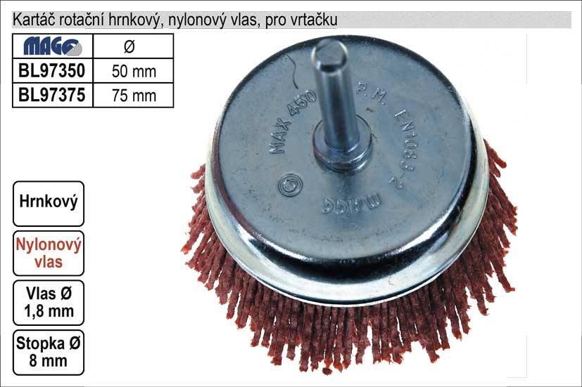 Kartáč rotační hrnkový nylonový pro vrtačku 50mm 0.067 Kg NÁŘADÍ Sklad2 BL97350 4