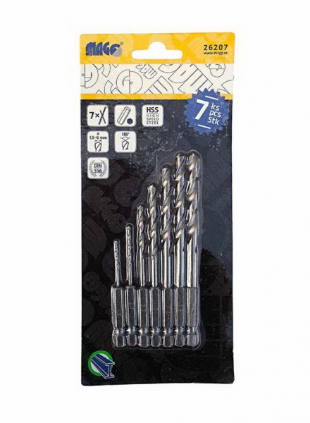 Vrtáky do kovu se šestihrannou stopkou 1,5-6mm HSS 0.1 Kg NÁŘADÍ Sklad2 26207