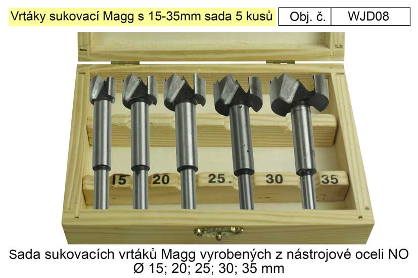 Vrtáky sukovací Magg s 15-35mm sada 5 kusů, sukovníky 0.56 Kg NÁŘADÍ Sklad2 WJD08 2