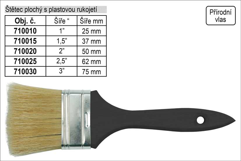 Štětec plochý s plastovou rukojetí šíře 1" 0.035 Kg NÁŘADÍ Sklad2 710010