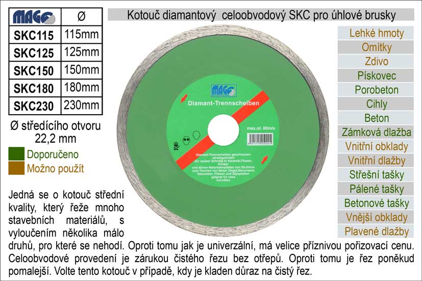 Kotouč diamantový celoobvodový pro úhlové brusky SKC150 0.23 Kg NÁŘADÍ Sklad2 SKC150