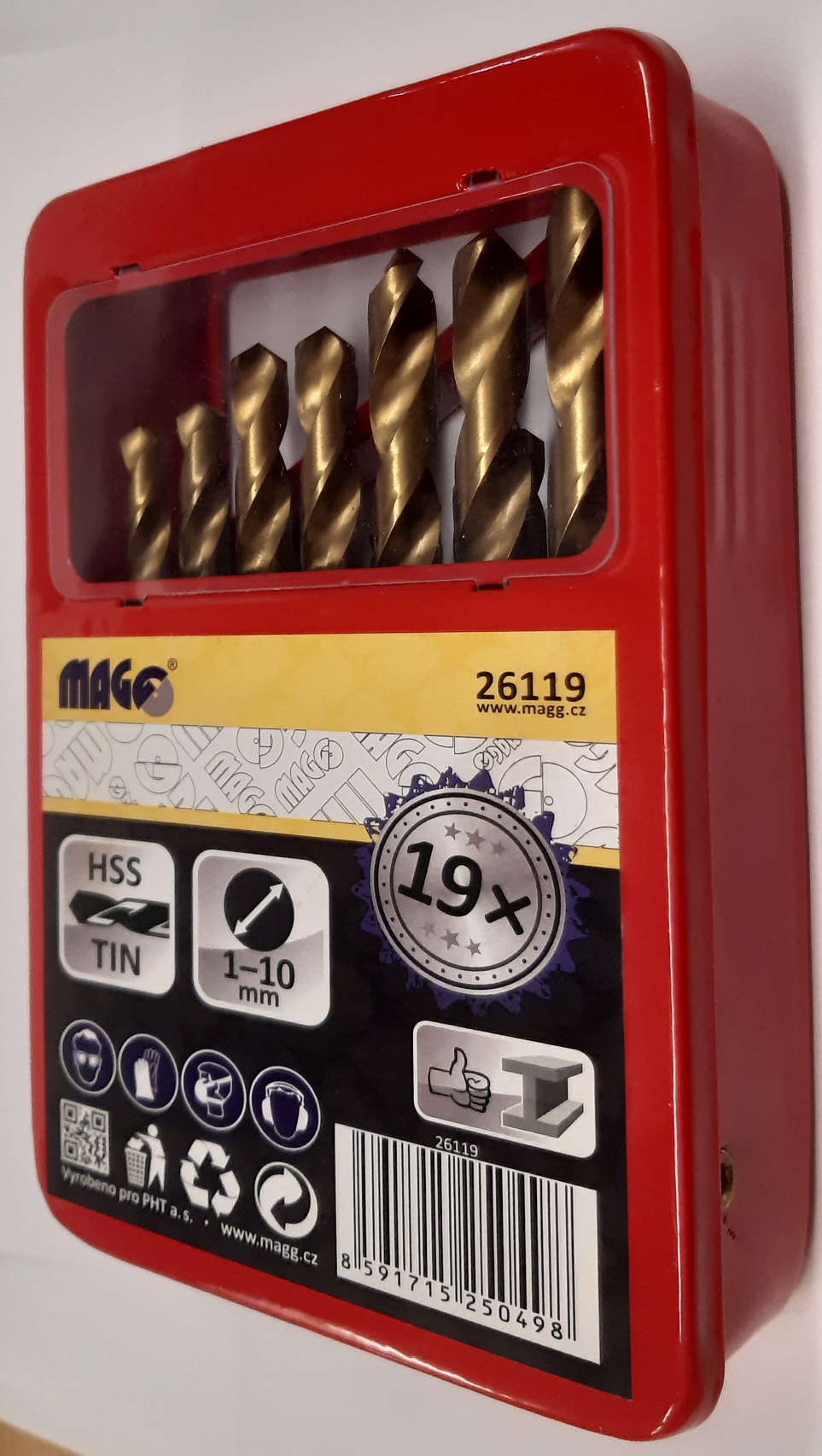 Vrtáky do kovu 1-10mm s titanovým povlakem sada HSS 19 kusů 0.446 Kg NÁŘADÍ Sklad2 26119
