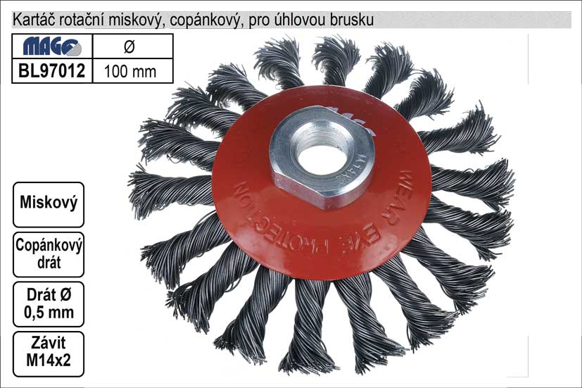 Kartáč rotační miskový 100mm copánkový pro úhlovou 0.234 Kg NÁŘADÍ Sklad2 BL97012 5