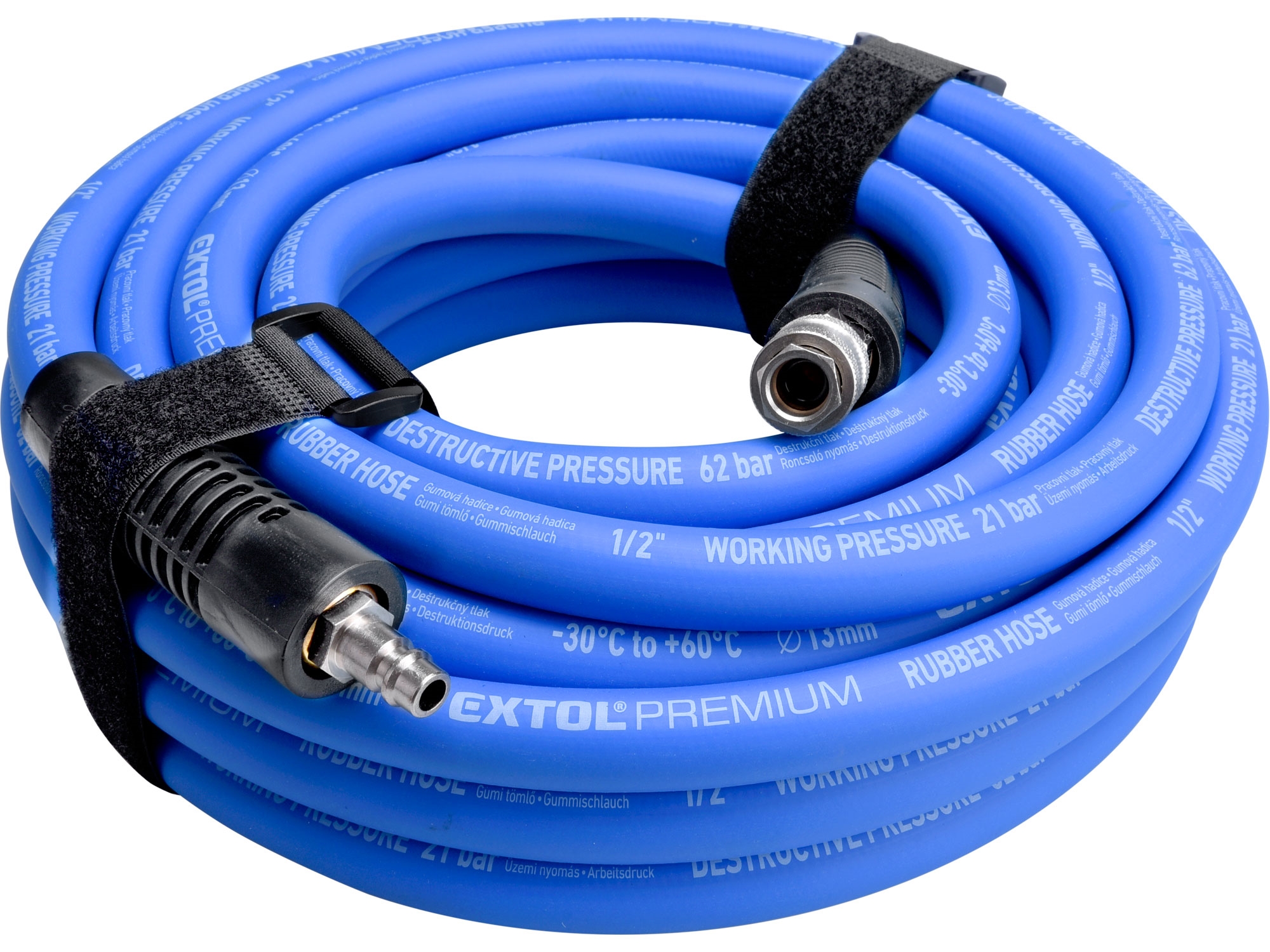 EXTOL PREMIUM Vzduchová hadice s rychlospojkami 1/2" délka 10m gumová 8865149 2.352 Kg NÁŘADÍ Sklad2 MA8865149