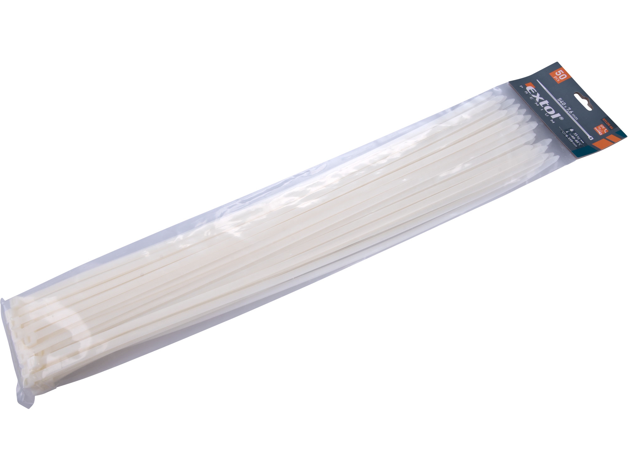Pásky stahovací bílé 540x7,6mm balení 50 kusů 0.385 Kg NÁŘADÍ Sklad2 MA8856122