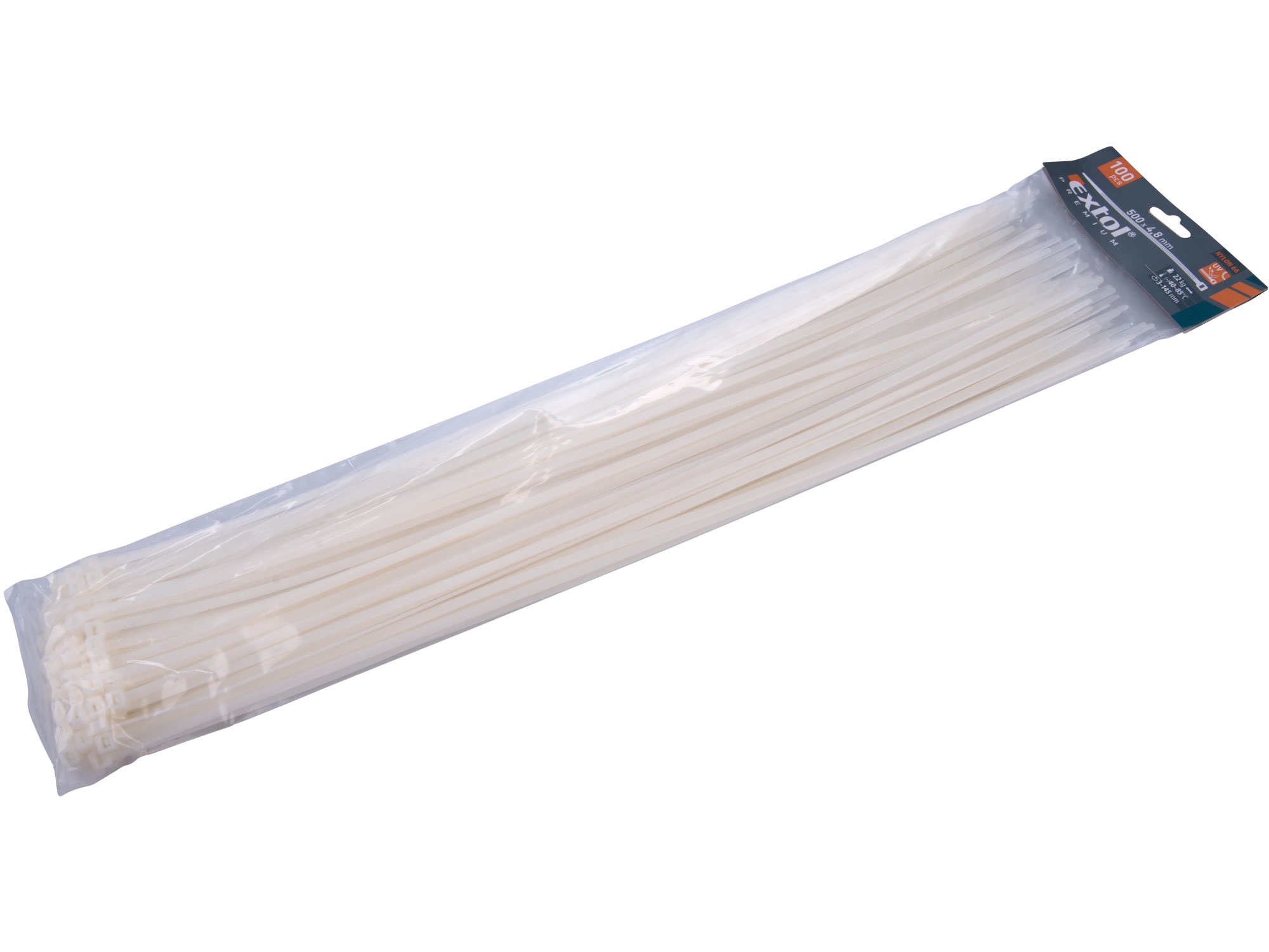 Pásky stahovací bílé 500x4,8mm balení 100 kusů 0.372 Kg NÁŘADÍ Sklad2 MA8856118