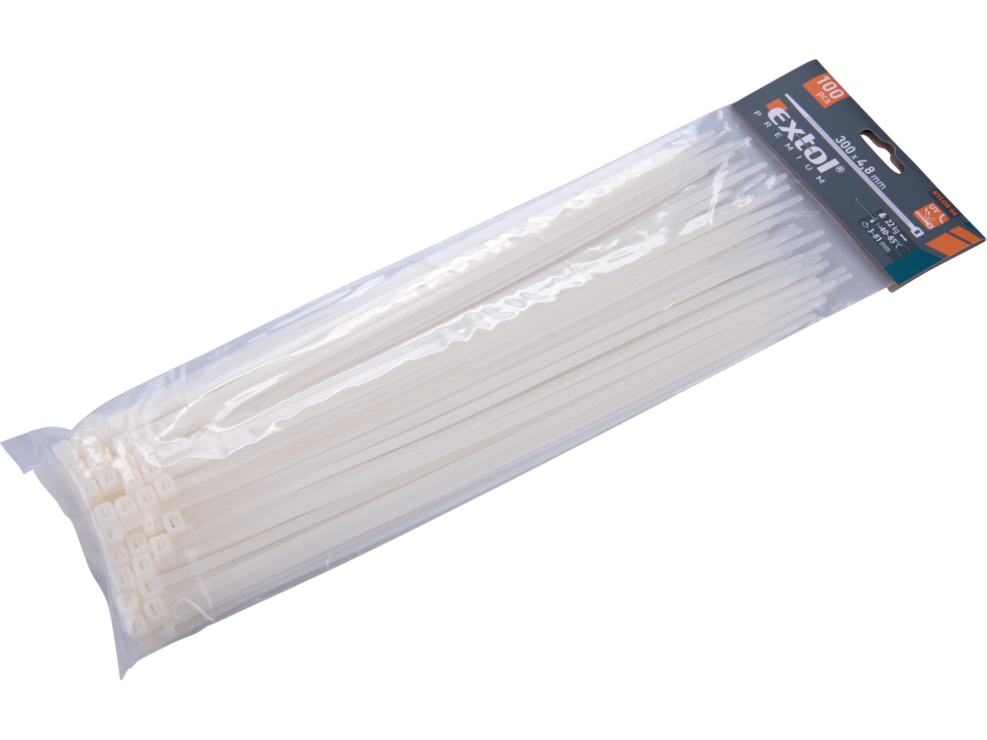 Pásky stahovací bílé 300x4,8mm balení 100 kusů 0.207 Kg NÁŘADÍ Sklad2 MA8856112