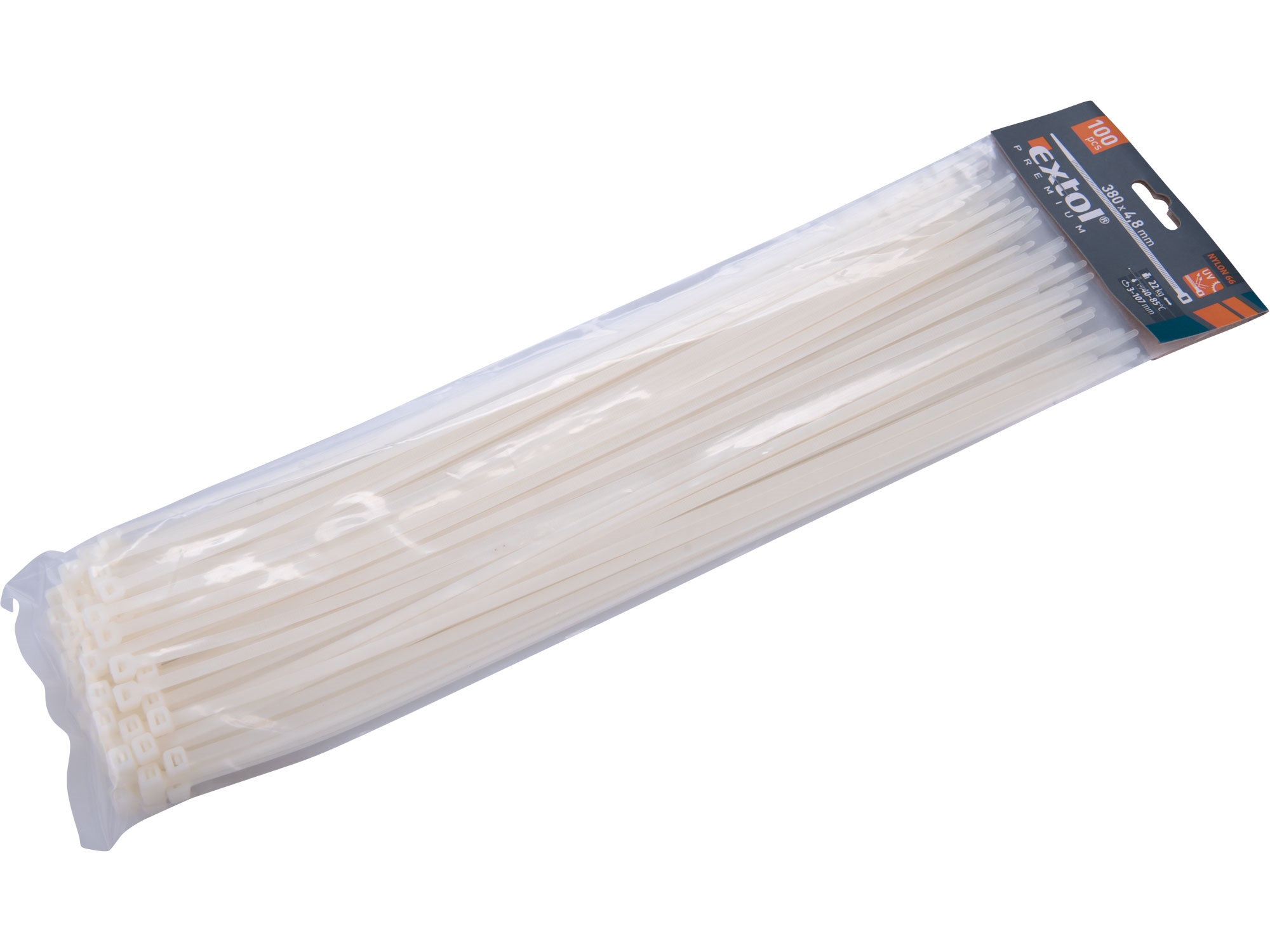 Pásky stahovací bílé 380x4,8mm balení 100 kusů 0.272 Kg NÁŘADÍ Sklad2 MA8856114