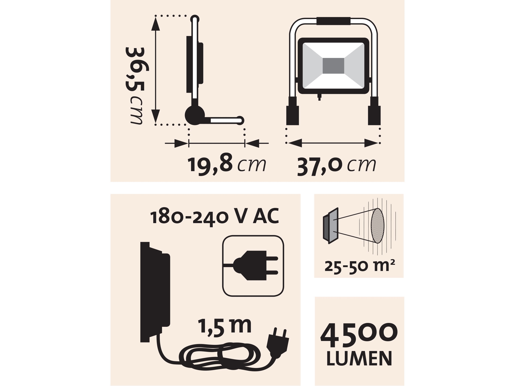 Reflektor LED  50 W / 4500 lm se stojánkem Extol 3.35 Kg NÁŘADÍ Sklad2 MA43244 8595126978569