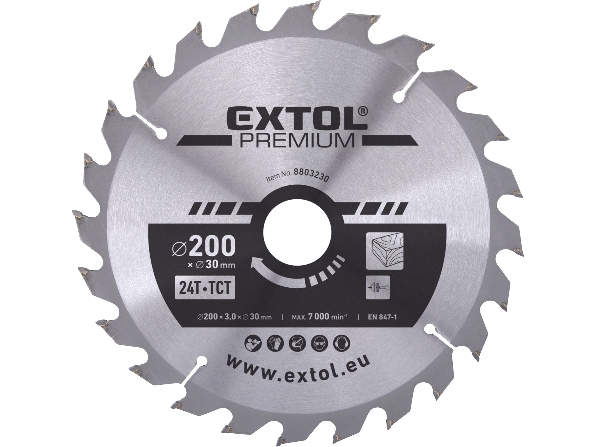 kotouč pilový s SK plátky, 200x2,2x30mm, 24T, šířka SK plátků 3,2mm, SK, EXTOL PREMIUM 0.698 Kg NÁŘADÍ Sklad2 MA8803230