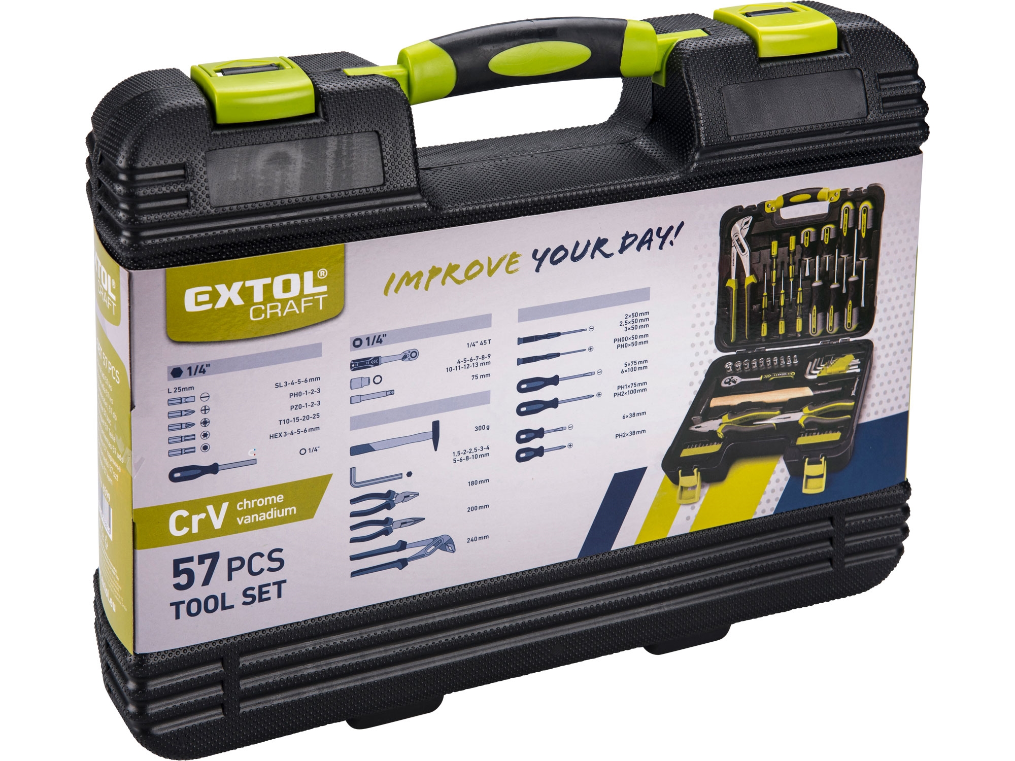 Nářadí sada 57 dílů Extol CRAFT 3.54 Kg NÁŘADÍ Sklad2 MA6599 8595126978774
