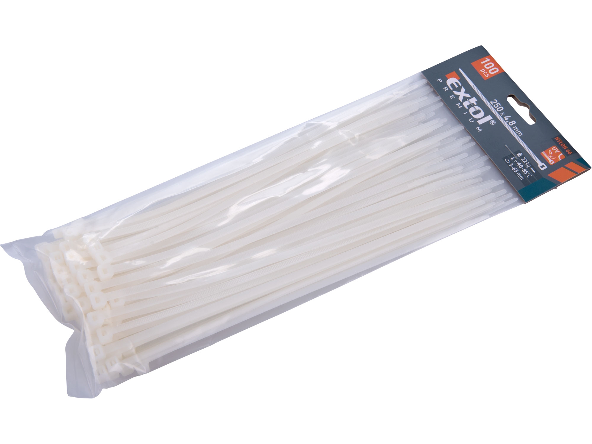 Pásky stahovací bílé 250x4,8mm balení 100 kusů 0.178 Kg NÁŘADÍ Sklad2 MA8856110